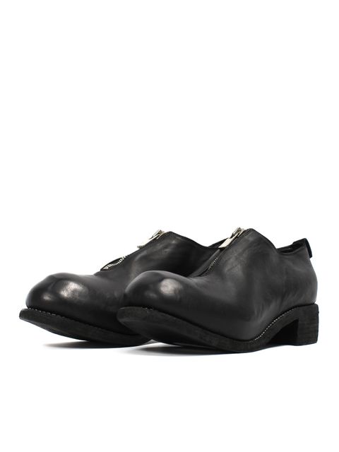【PL0FZ】馬革 フロントジップ デコルテソール ホースレザー シューズ / DECOLLTE SOLE LEATHER / ブラック
