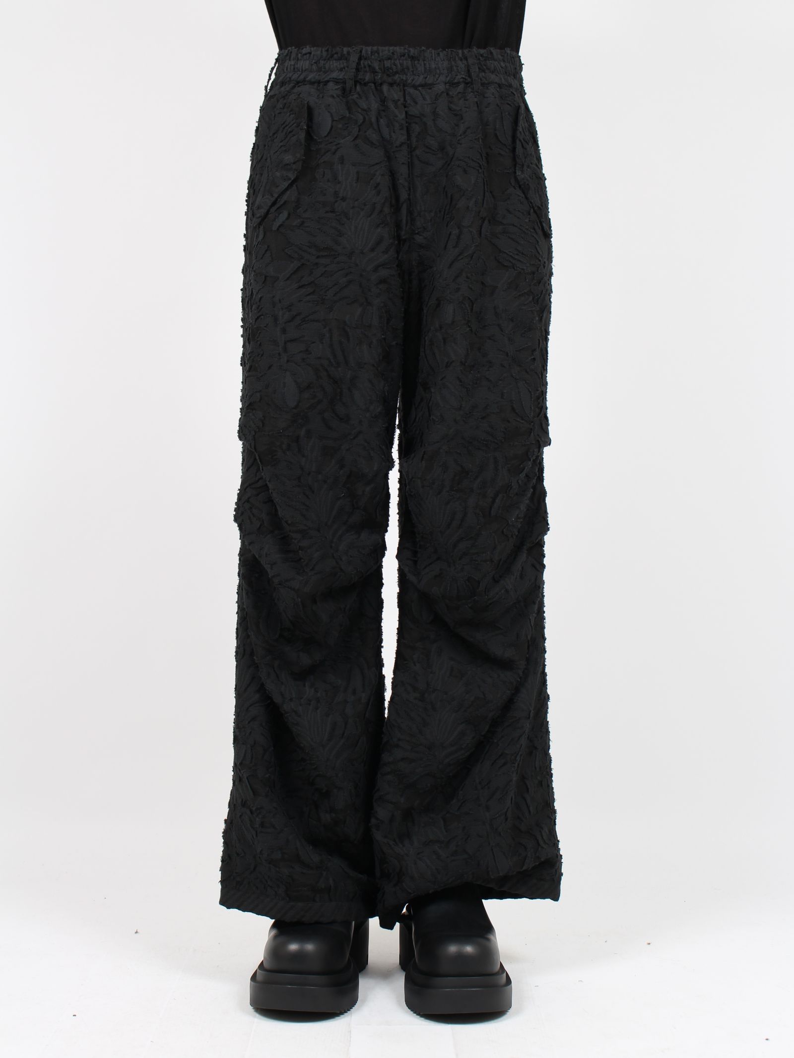 TAAKK - 【24SS】ジャカード パラシュート パンツ / JACQUARD PARACHUTE PANTS / ブラック | STORY