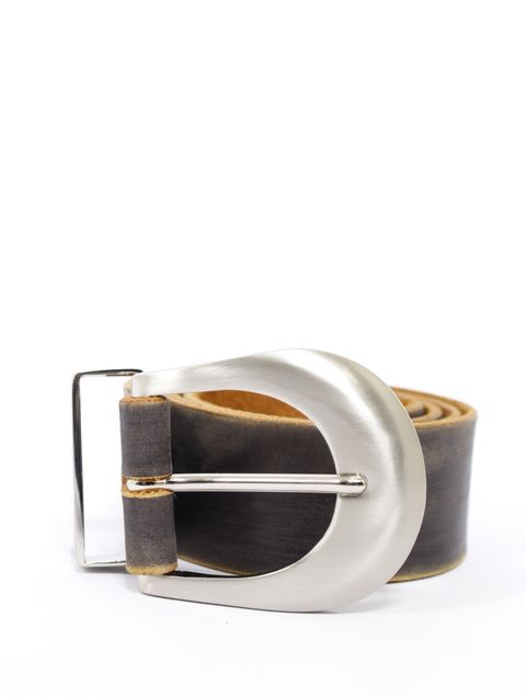 【26SS】4cm幅 ディストレスド レザー ベルト / 4C DISTRESSED LEATHER BELT / ブラック