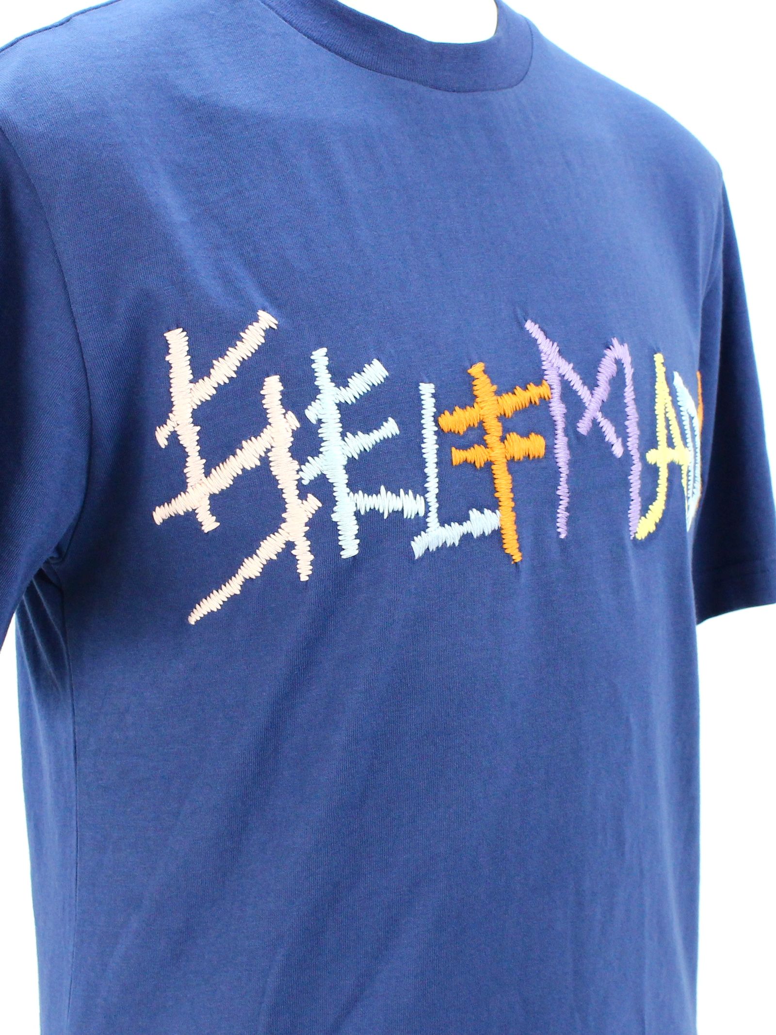 刺繍ロゴ Tシャツ / BLUE NAVY T-SHIRT WITH MULTICOLOR LOGO / ブルーネイビー × マルチ
