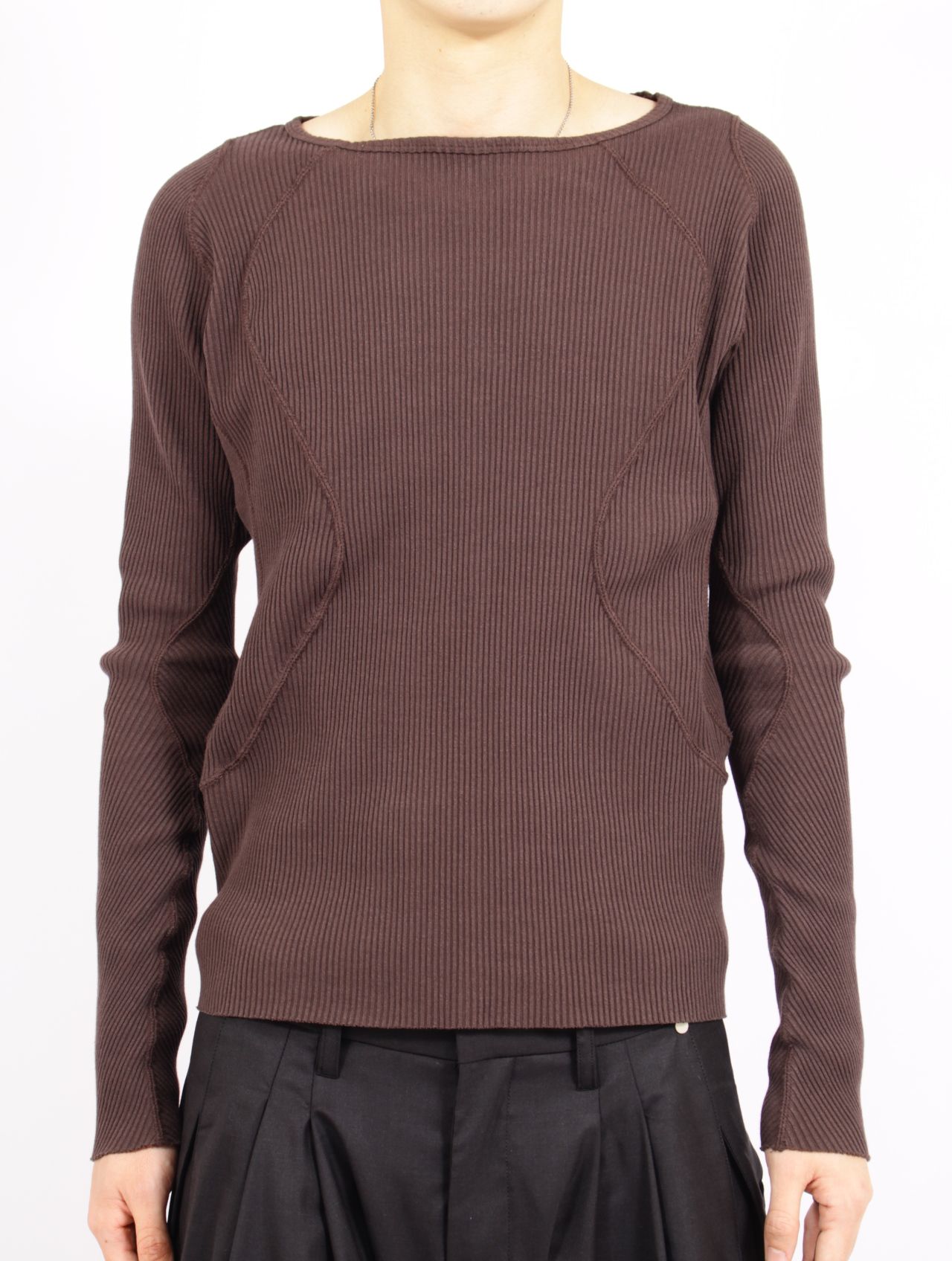 【26SS】 パネルド リブ ロングスリーブ 長袖 Tシャツ / PANELLED RIBBED LONG SLEEVE T-SHIRT / BROWN (ブラウン)