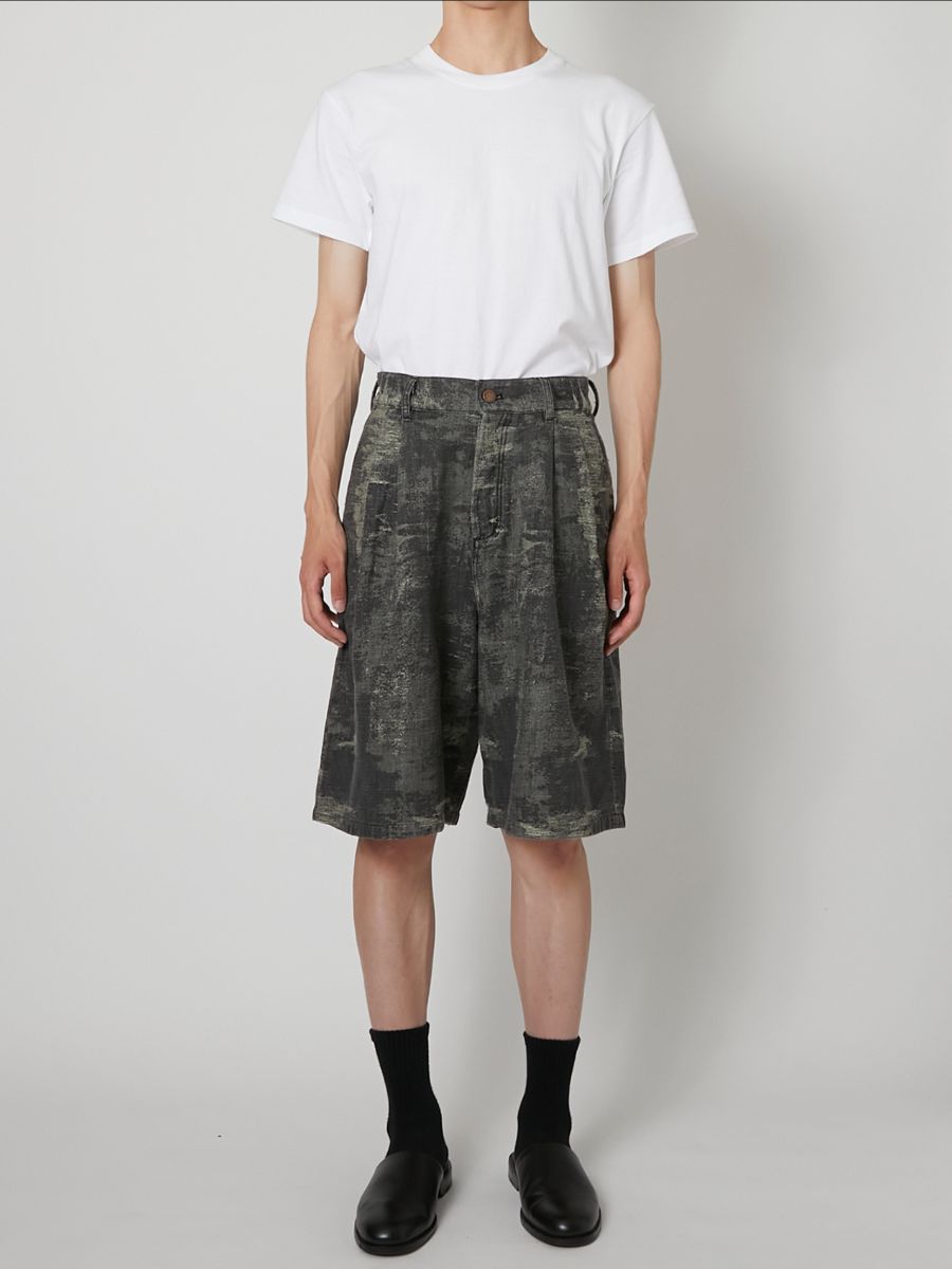【27SS】ベルテッド デニム ショーツ ジャガードデニム ハーフパンツ / BELTED DENIM SHORTS / グレー