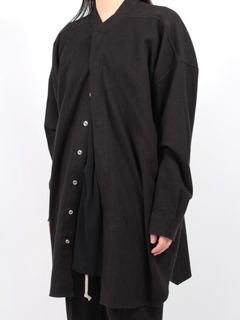 【24AW】オーバーサイズ スナップ カラー ファウン シャツ / OVERSIZED SNAP COLLAR FAUN SHIRT / ブラック