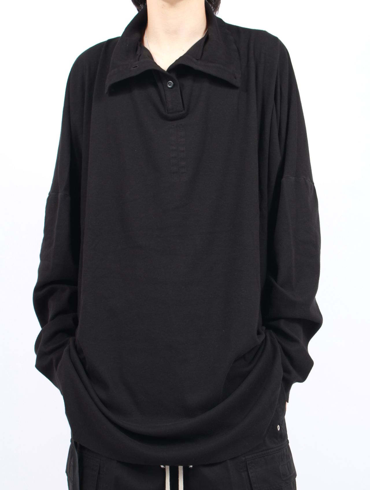 【25AW】ジャンボ タバード ハイネック 長袖 カットソー ロンT / JUMBO TABARD / ブラック