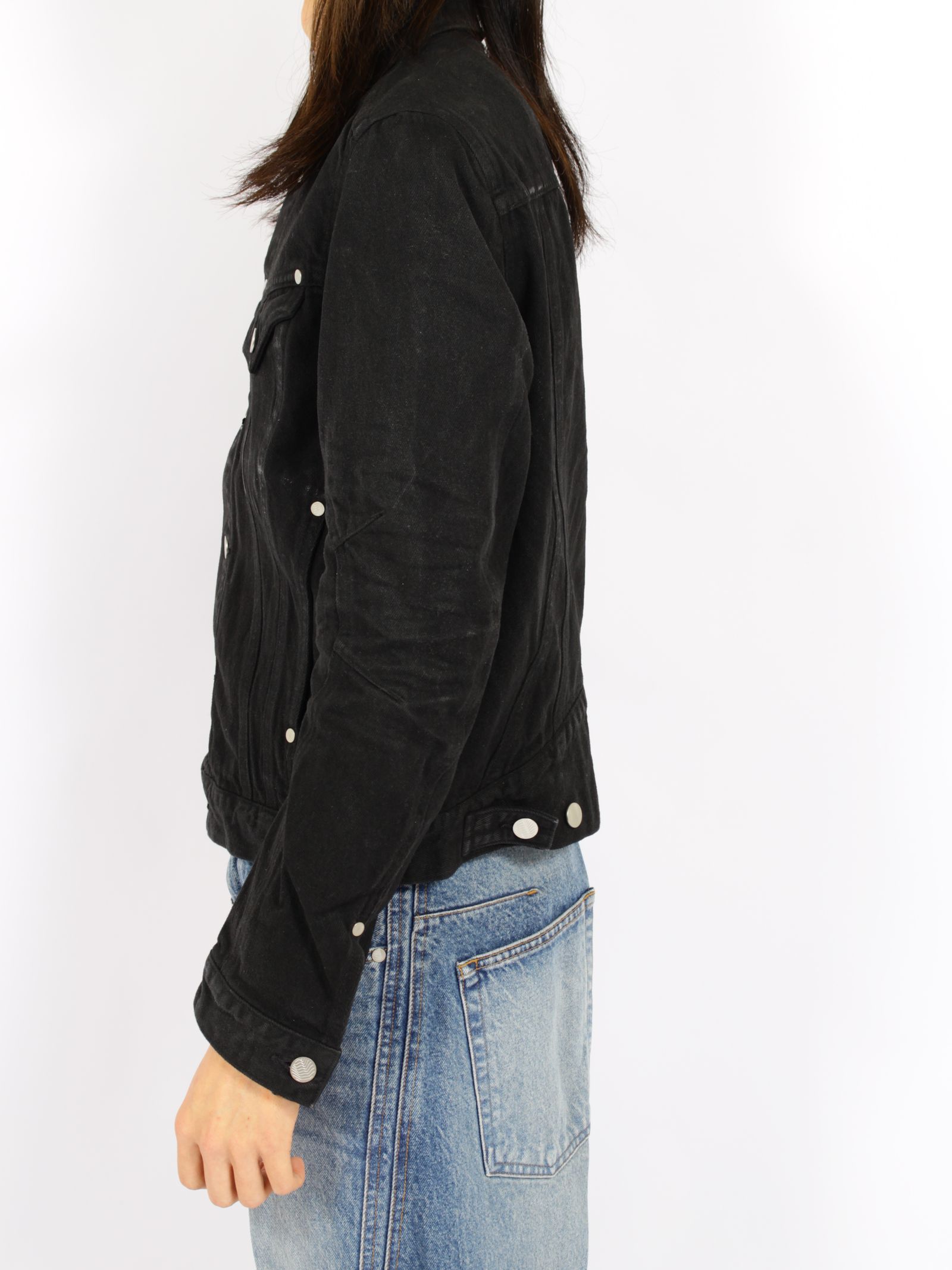 【26AW】デニム トラッカー ジャケットコーティング デニムジャケット / DENIM TRUCKER JACKET / LUSTER COATED BLACK(ブラック)