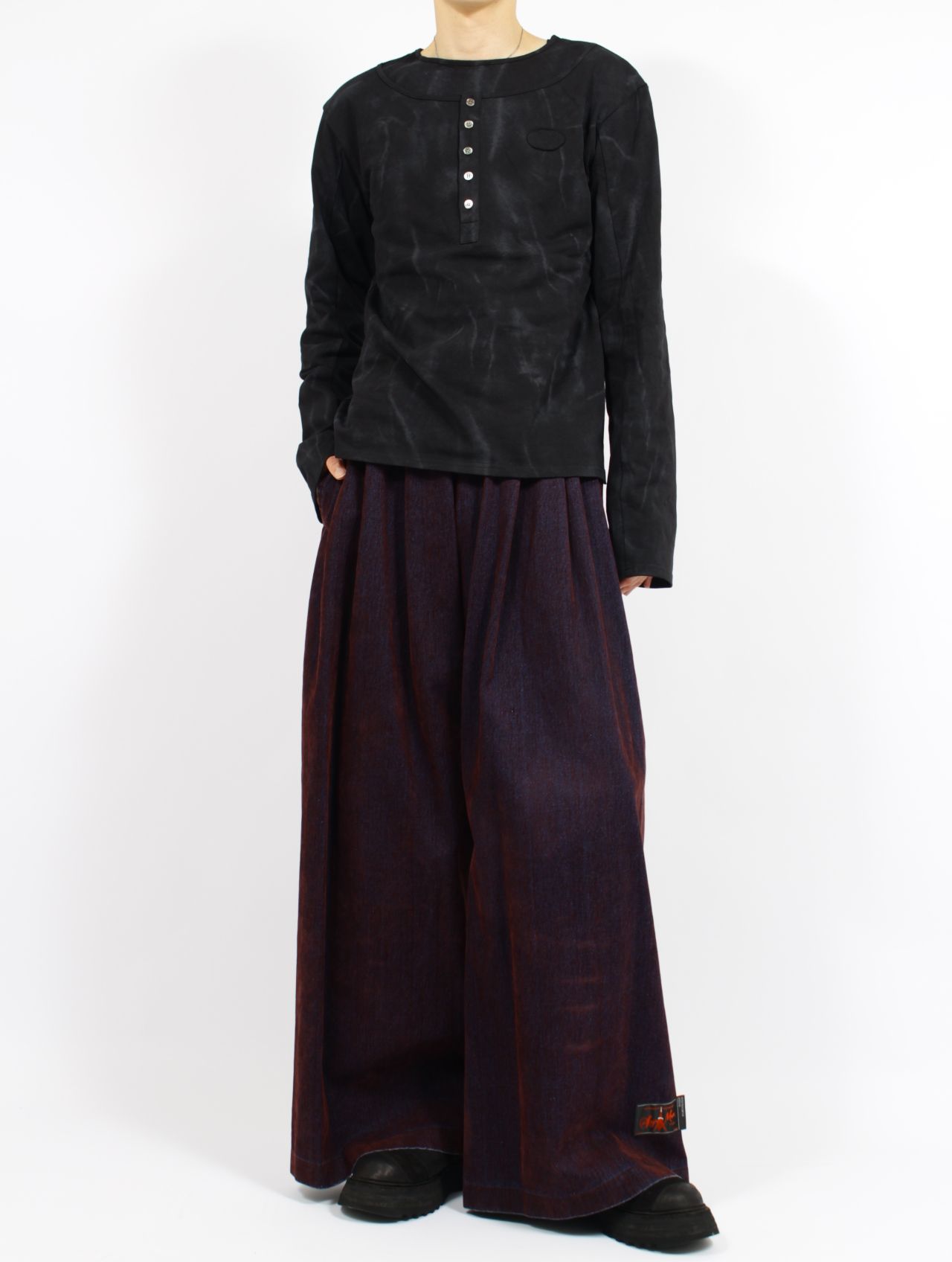 【26SS】 レイヤード ヘンリー ロング スリーブ カットソー / LAYERED HENLY LONG SLEEVES / ブラック