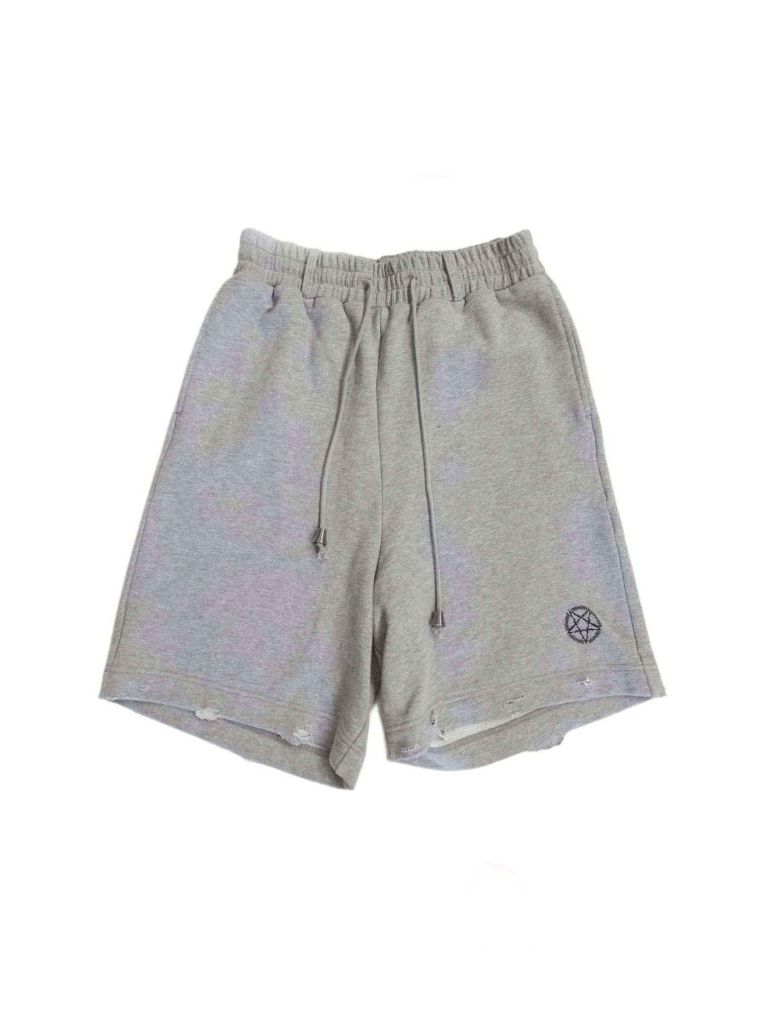 'ペンタグラム' コットン ディストレスド ジャージ ショーツ / COTTON DISTRESSED JERSEY SHORTS 'PENTAGRAM / グレー
