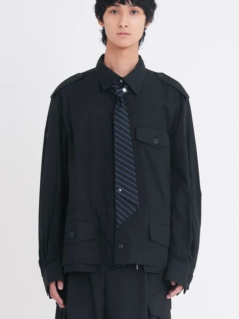 【26AW】 ネクタイ / NOT-TIE "STRIPE＂/ ブラック×ブルー