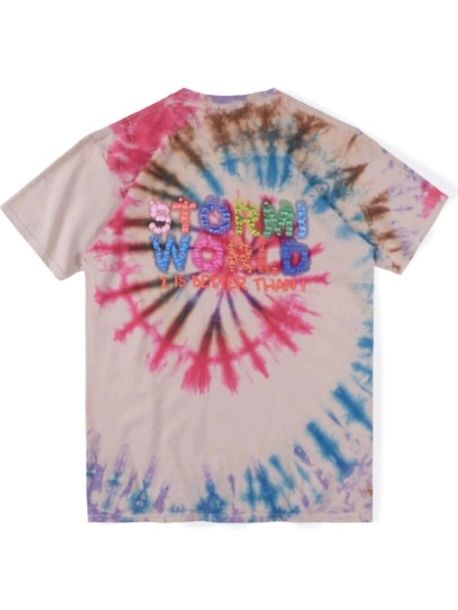 フロントプリント ウェザースマイル タイダイTシャツ / Stormi 2 Party Tee / タン × マルチカラー