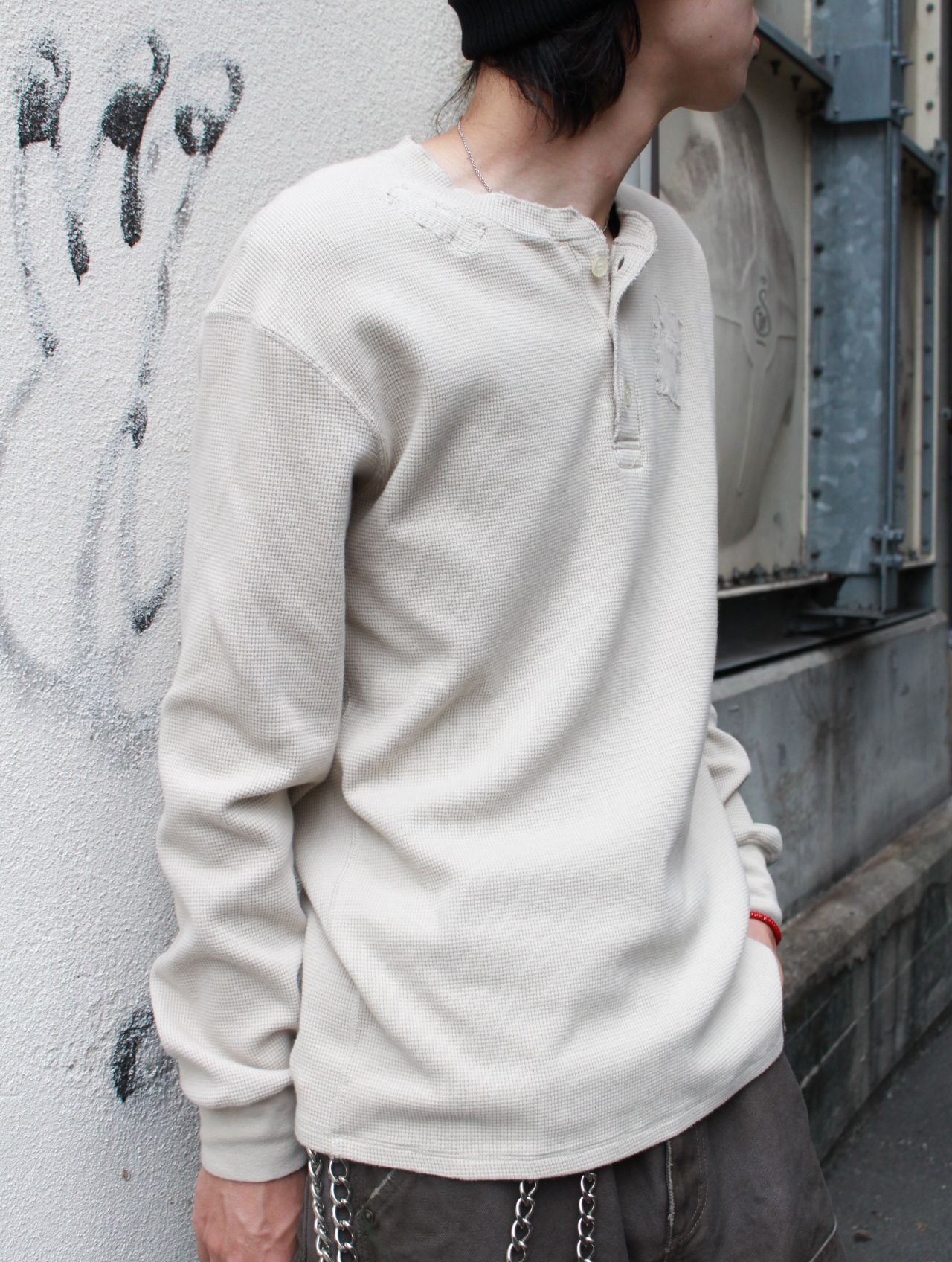 KAMIYA Destroyed Long Sleeve Knit ボロニット KAMIYA カミヤ 23AW Destroyed Long Sleeve Knit T-shirt 星条旗
