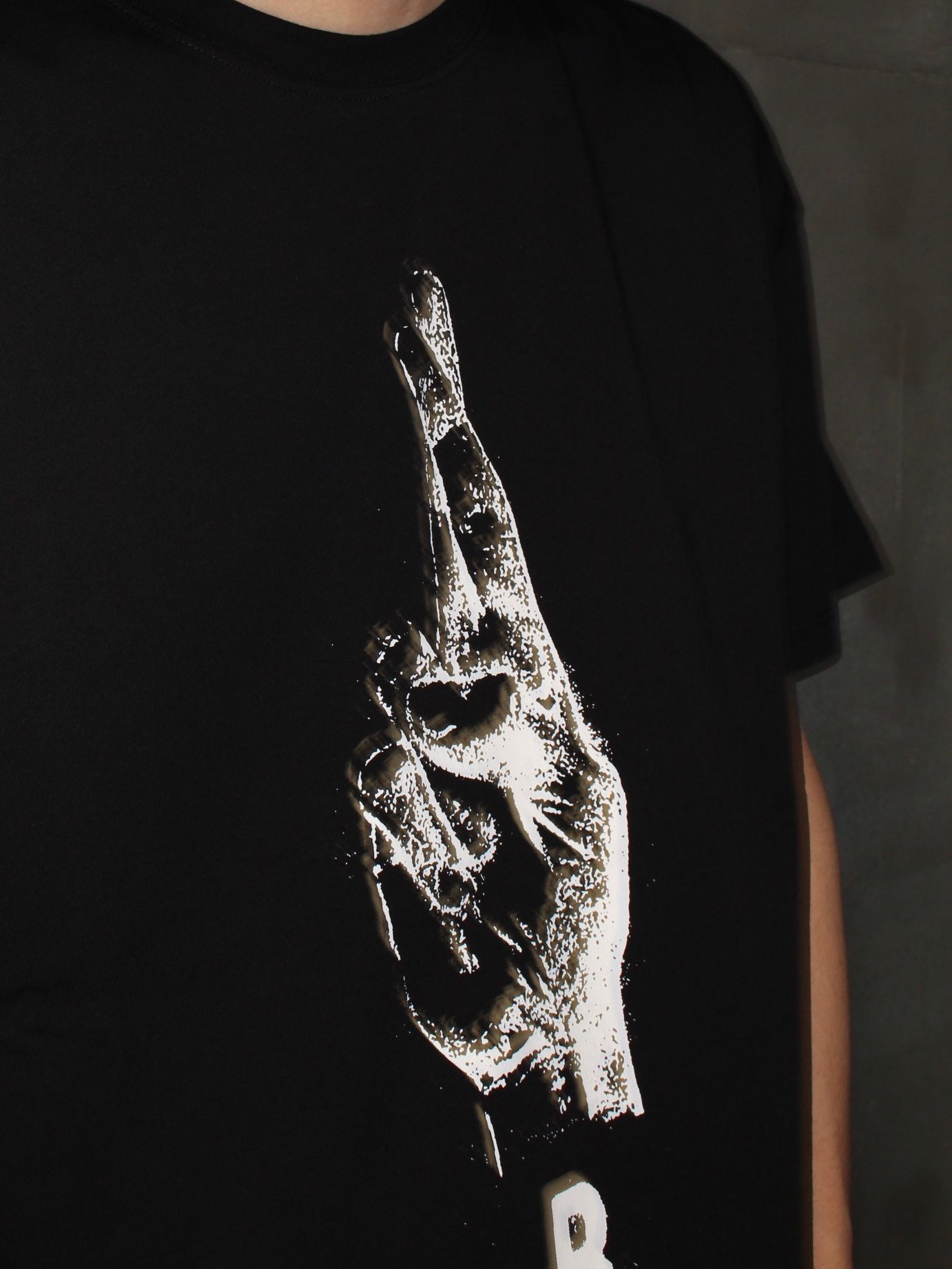 ラフシモンズ  23SS  OVERSIZED T-SHIRT WITH HAND SIGN PRINT 231-M119 オーバーサイズハンドサインプリントTシャツ メンズ S