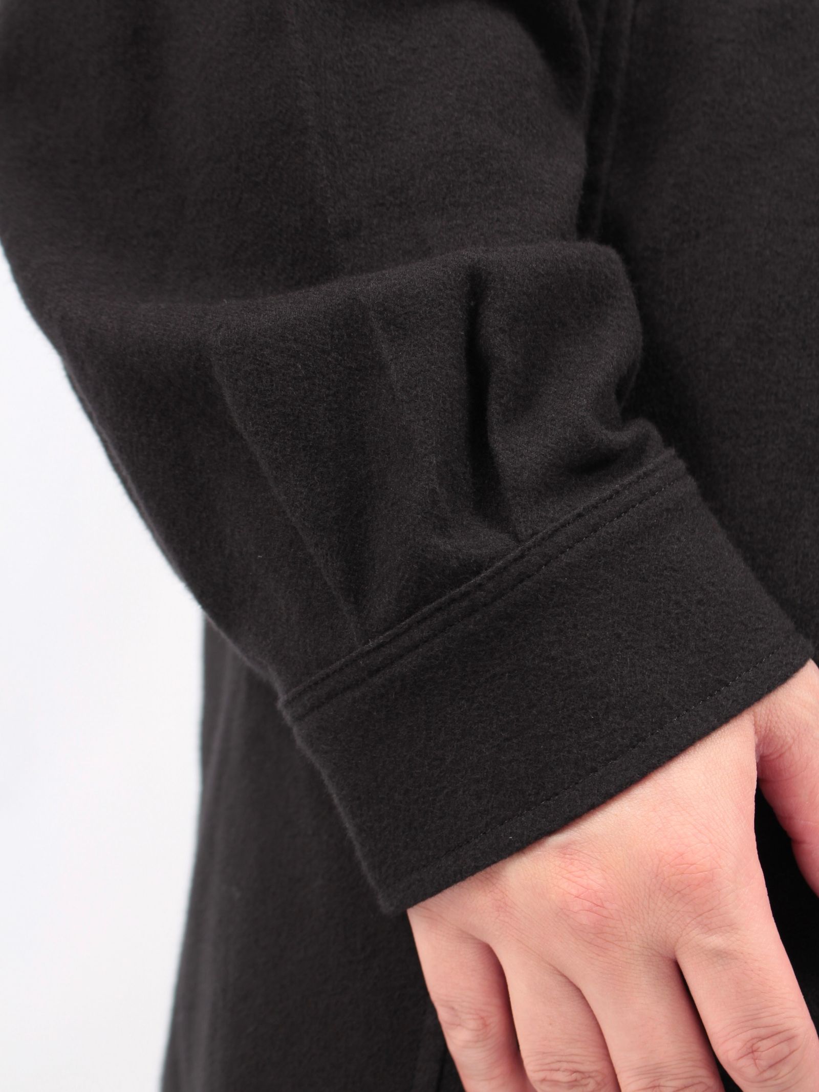 【24AW】オーバーサイズ スナップ カラー ファウン シャツ / OVERSIZED SNAP COLLAR FAUN SHIRT / ブラック