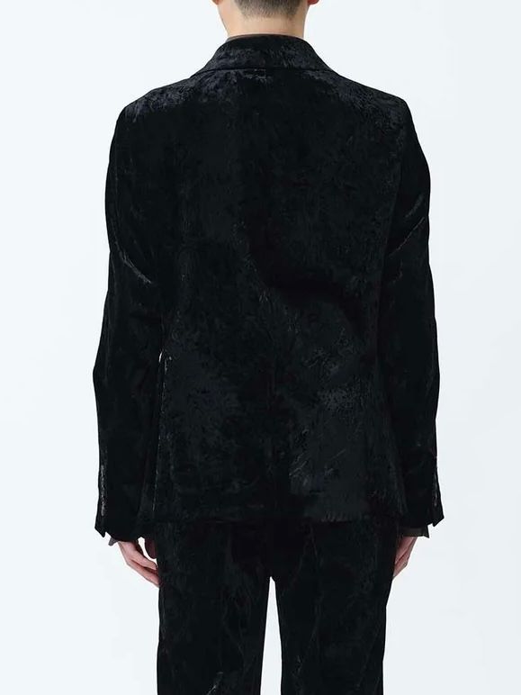 【24AW】ベルベット シングルブレステッド ジャケット / VELVET SINGLEBREASTED JACKET .12 / ブラック