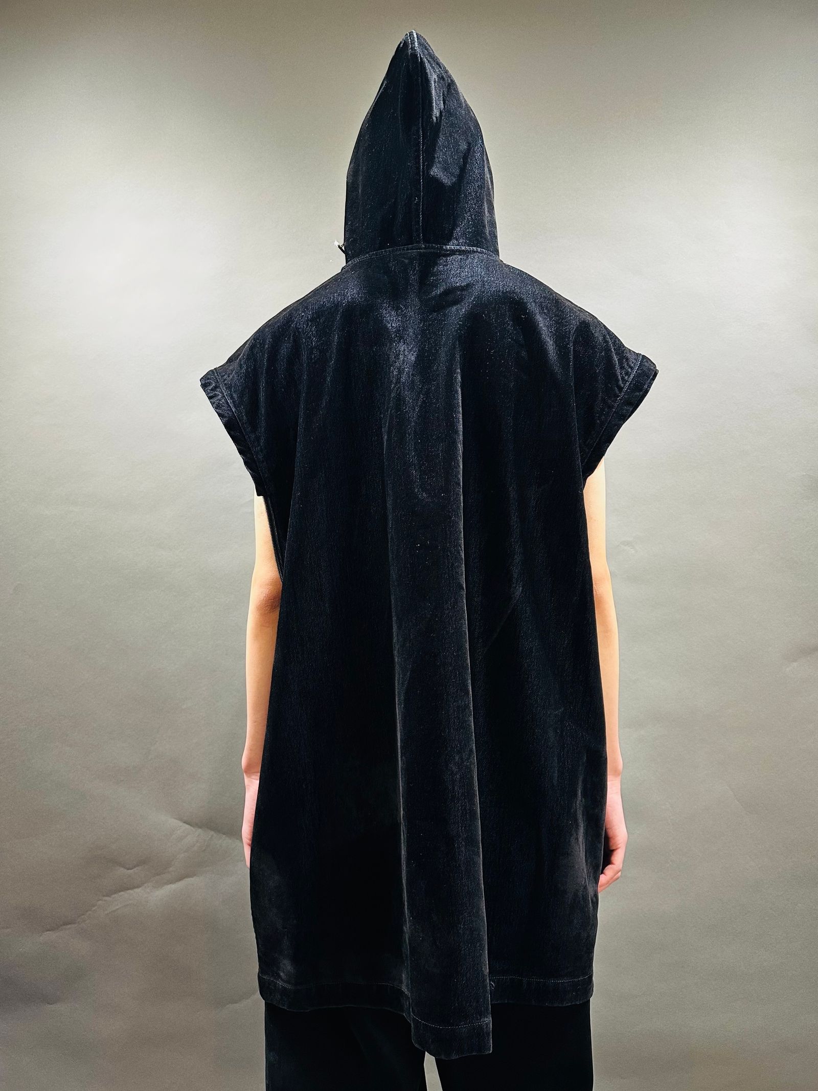 【25AW】フロッキー加工 カバード デニム フーディー コート / COVERED DENIM HOODIE - Coat / ブラック