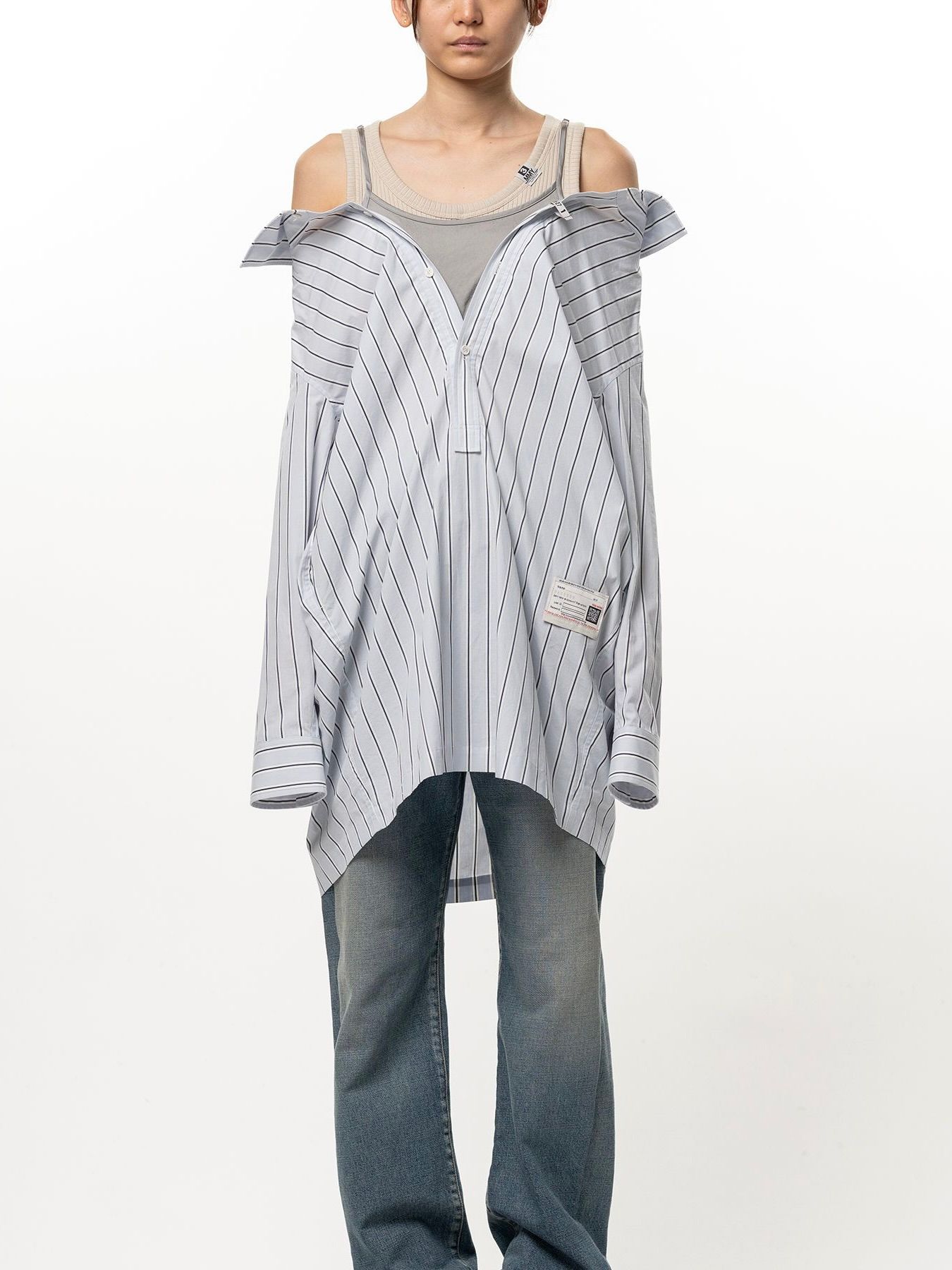 【26AW】レイヤード ストライプ シャツ ドレス / LAYERED STRIPE SHIRTS DRESS / ブルー