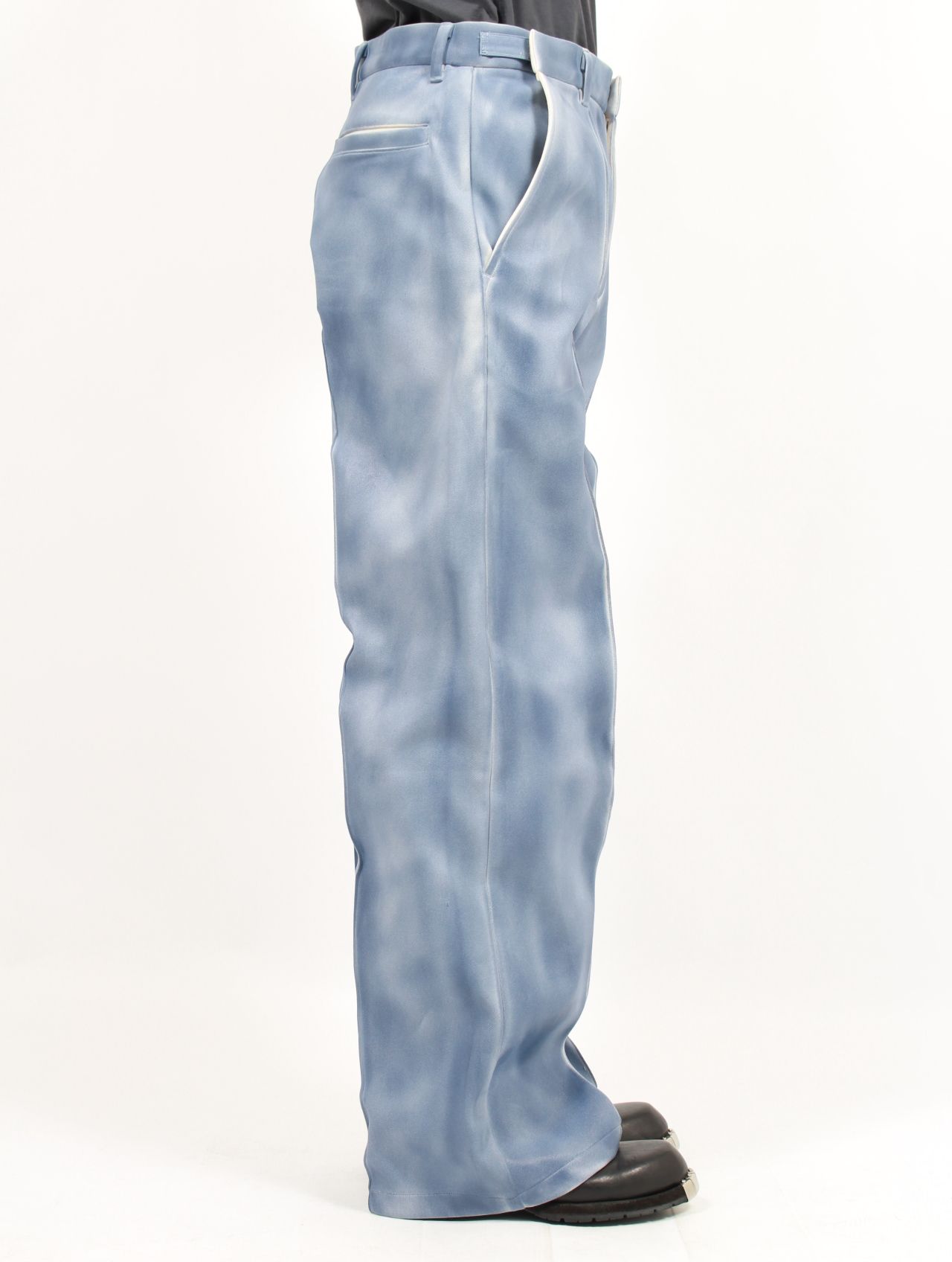 【25SS】レザーライク ジャージー スラックス / SLACKS / ブルー