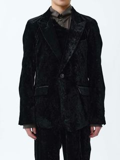 【24AW】ベルベット シングルブレステッド ジャケット / VELVET SINGLEBREASTED JACKET .12 / ブラック