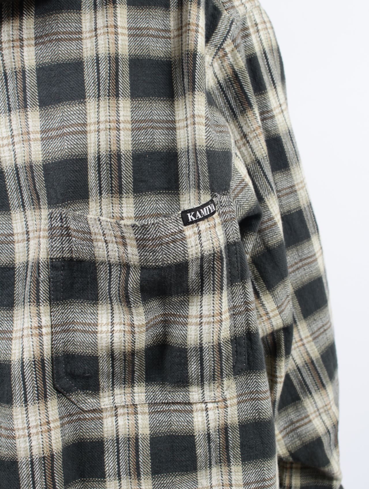 【25SS】ディストレスト チェック シャツフーディー パーカー / DISTRESSED CHECK SHIRT HOODIE / ブラック