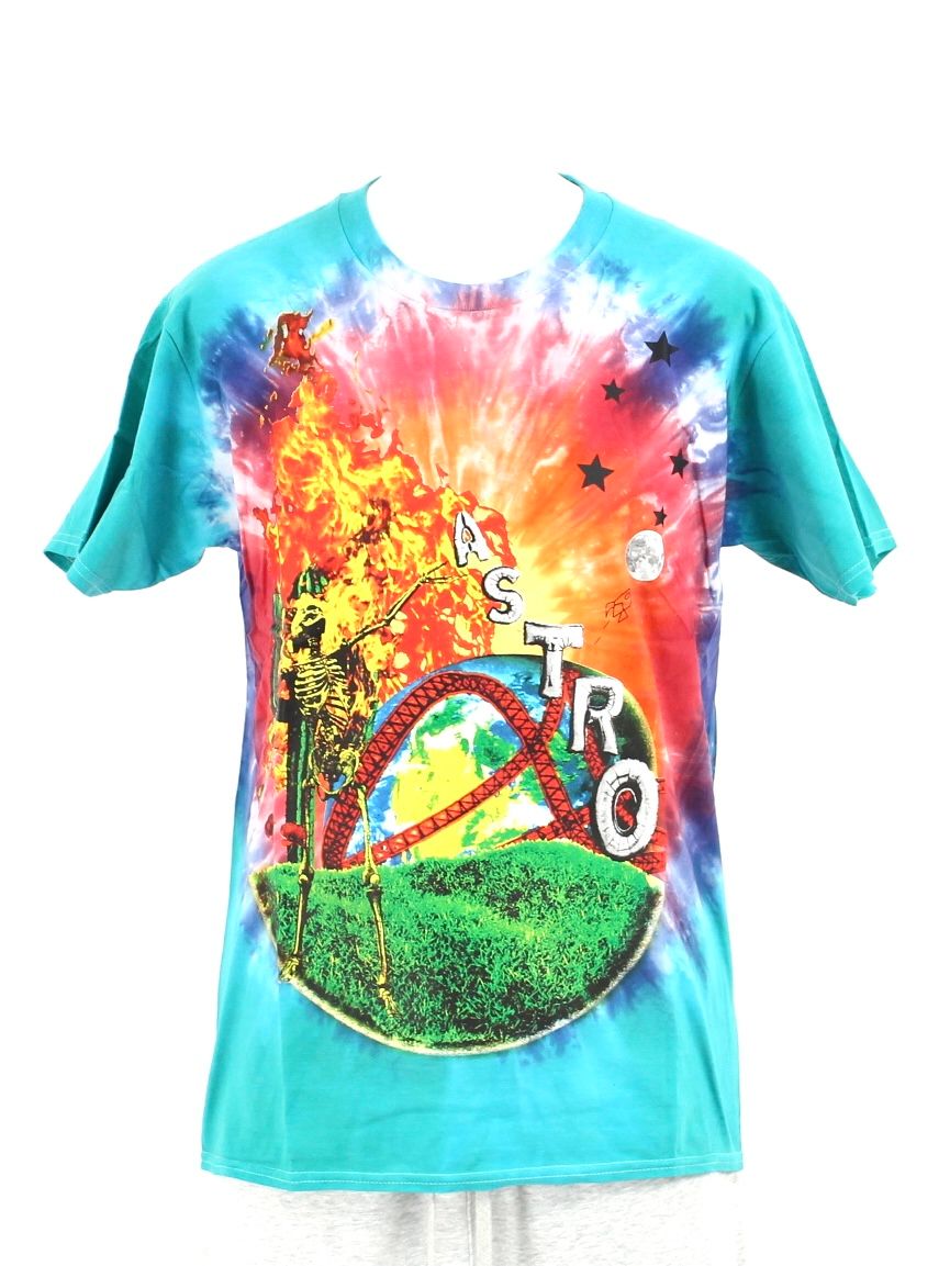 バックプリントワールドスマイル タイダイTシャツ / TRAVIS SCOTT ASTROWORLD SMILY TEE / グリーン × マルチカラー