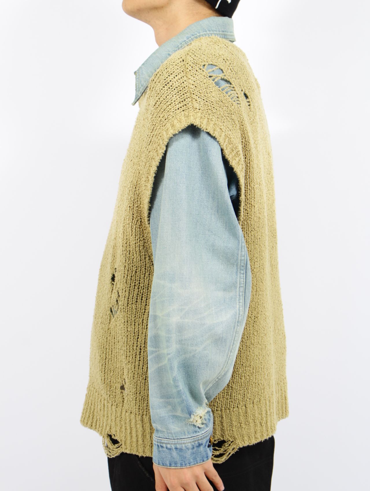 【25SS】サンフェード ニットベスト / SUN-FADED KNIT VEST / カーキ
