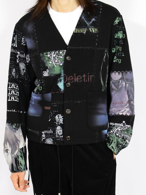 【26AW】フラグメント カーディガン バージョン シリアル エクスペリメンツ レイン / FRAGMENT CARDIGAN VER, SERIAL EXPERIMENTS LAIN / ブラック