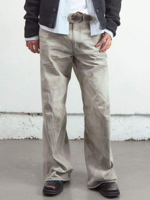 【26SS】 3D ツイステッド ワイド レッグ ジーンズ デニム パンツ / 3D TWISTED WIDE LEG JEANS / LIGHT FADED GREY (グレー)