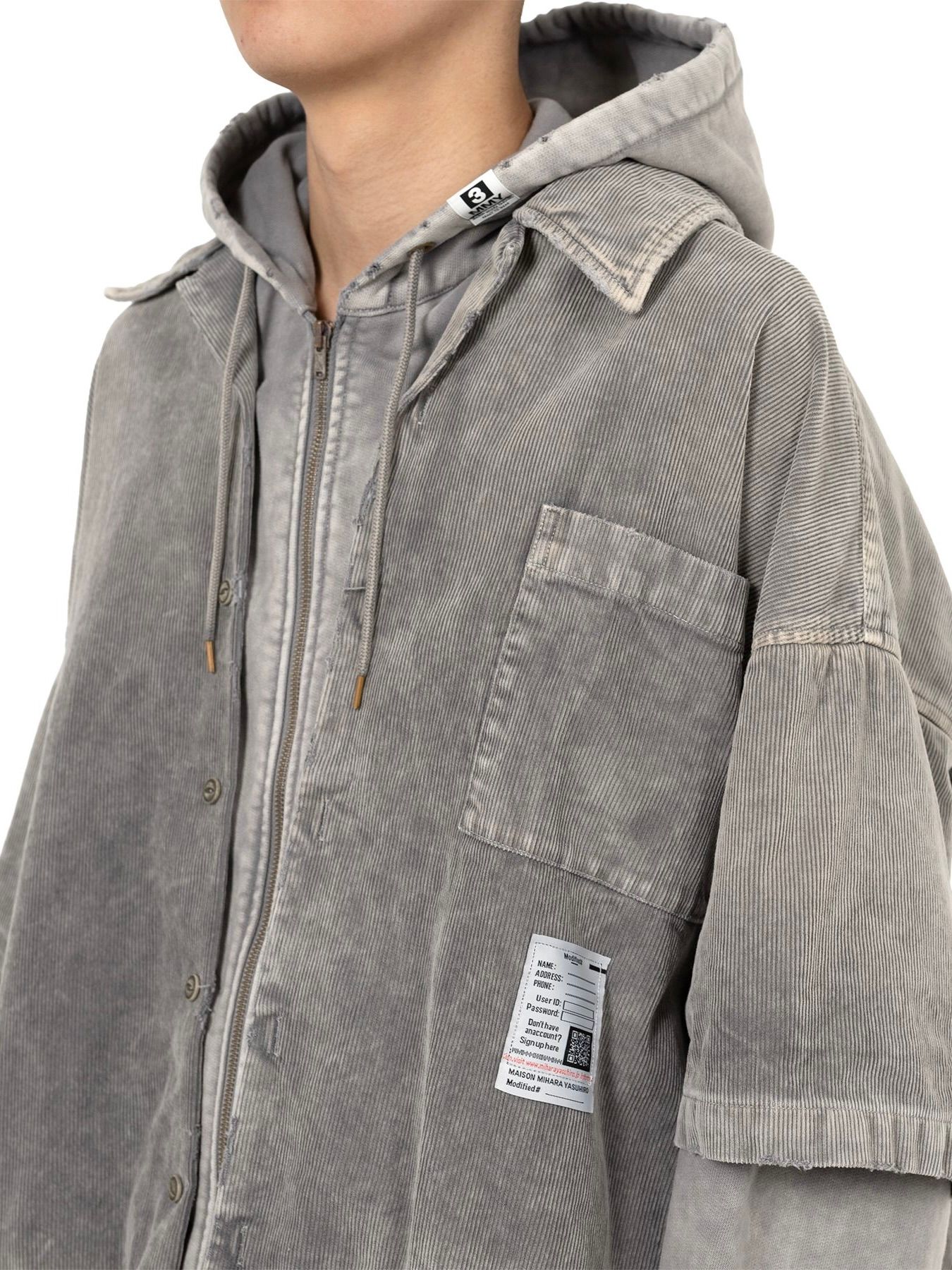 【25AW】レイヤード コーデュロイ シャツ / LAYERED CORDUROY SHIRT / グレー