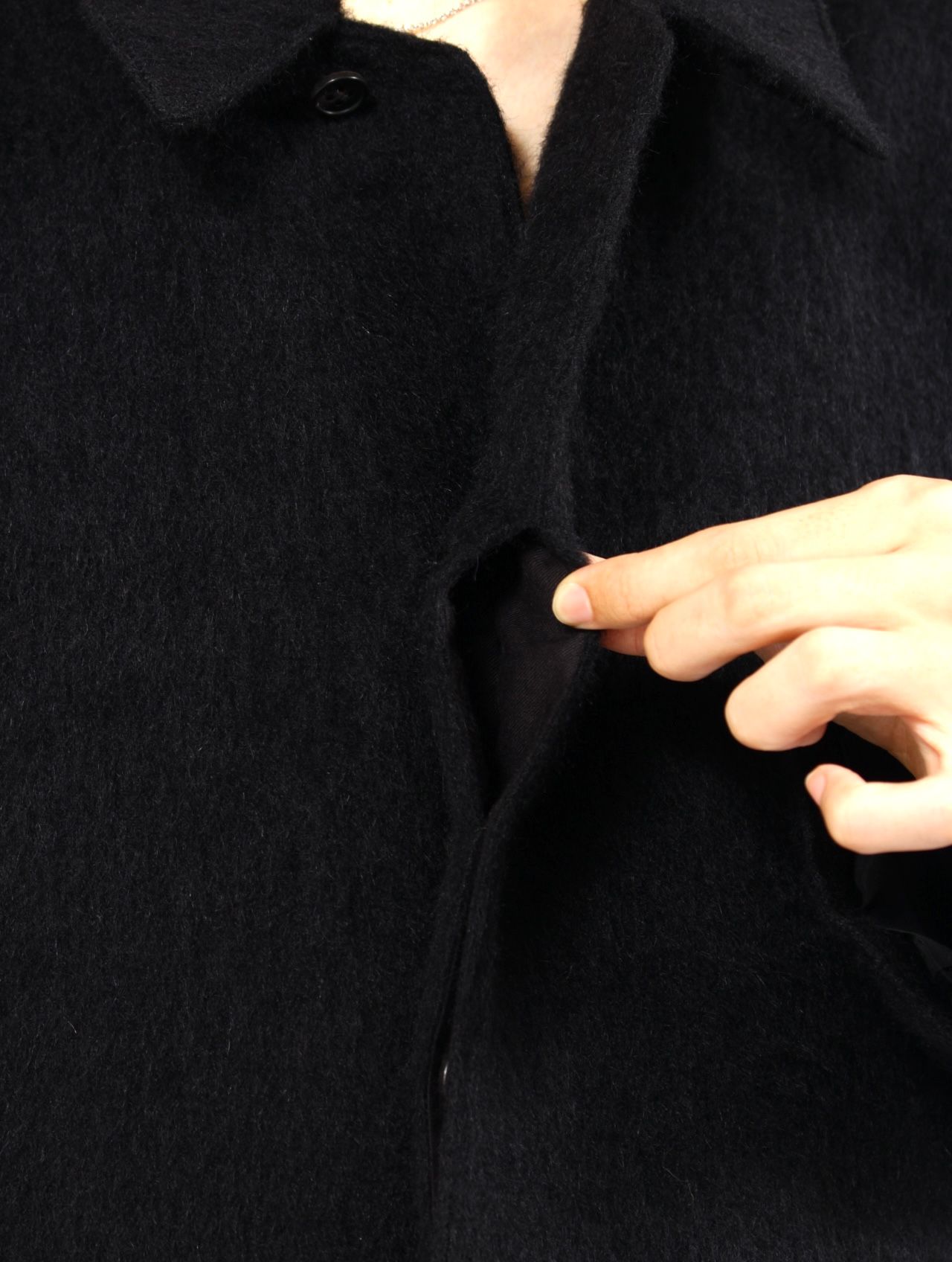 【25AW】アルパカ ステンカラー コート / ALPACA COAT / ブラック