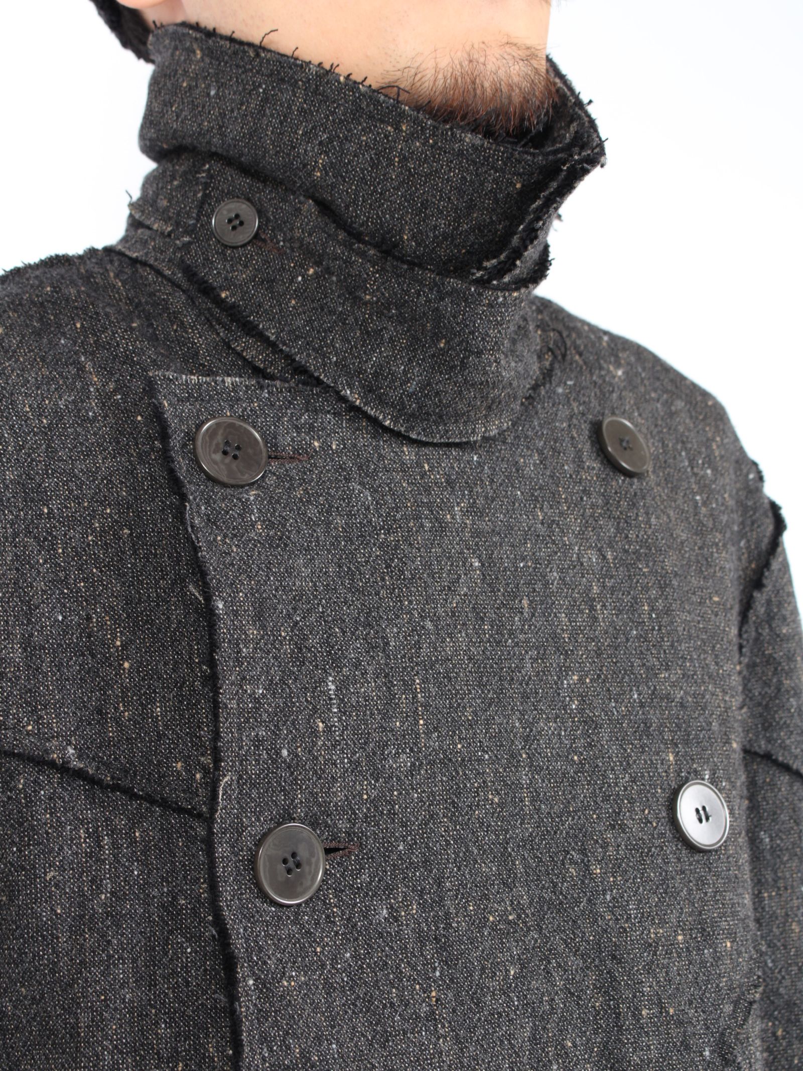 【24AW】サンピエトリー二 パッチド ダブル ブレステッド コート / SANPIETRINI PACHED DOUBLE BREASTED COAT / ダークグレー