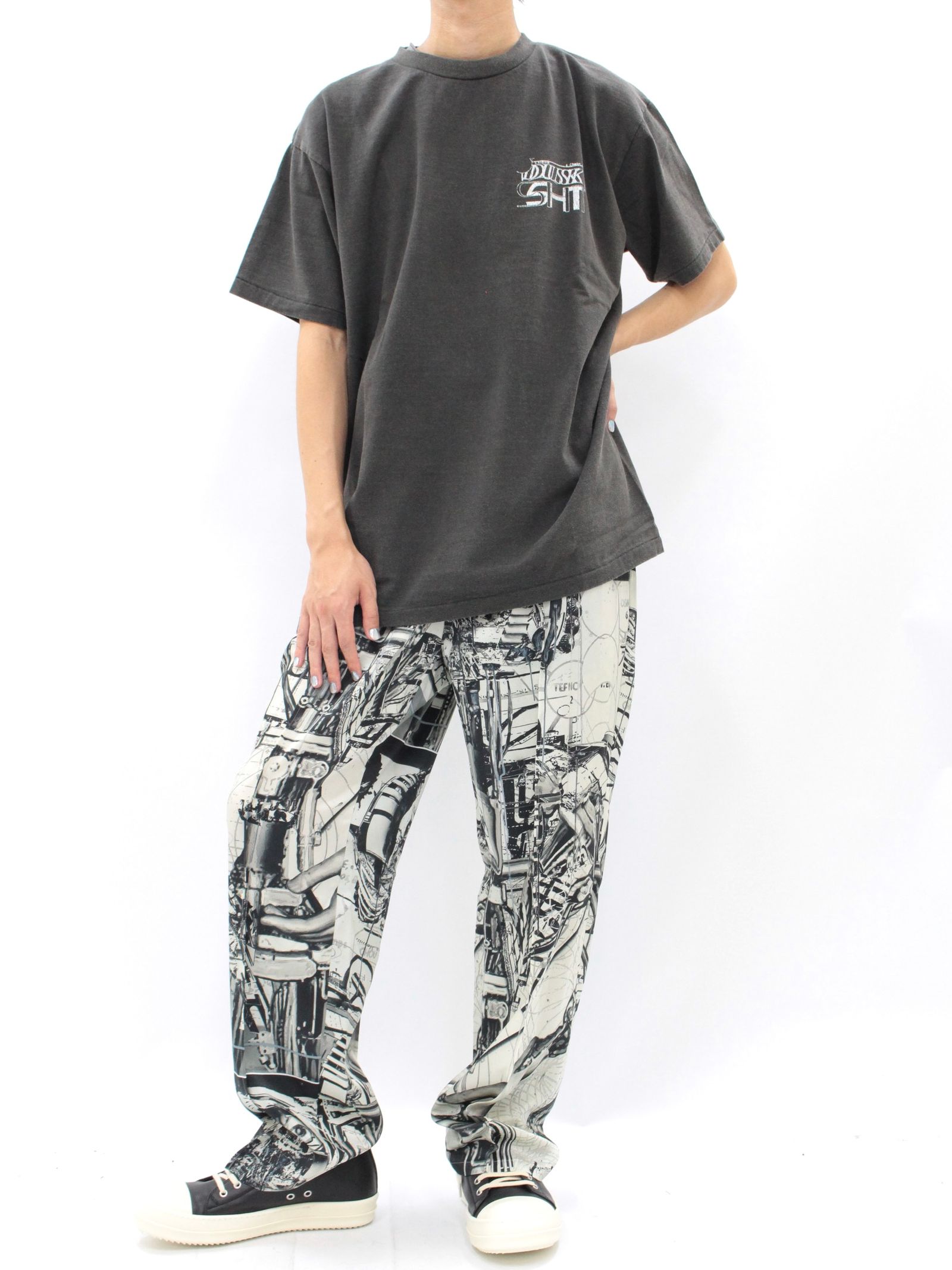 【24AW】ウォッシュ加工 ワンポイントロゴ Tシャツ / WASHED ONE POINT T-SHIRT / ブラック
