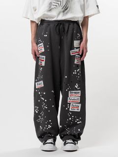 【26SS】エンブリッシュド ステッカー パンツ スウェット / EMBELLISHED STECKER PANTS / ブラック