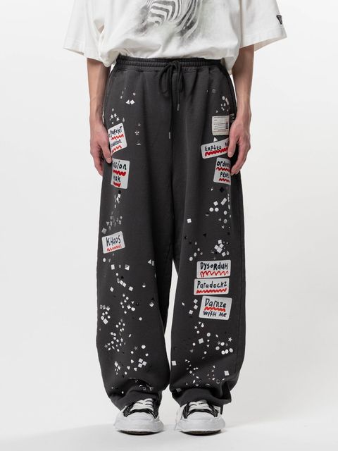 【26SS】エンブリッシュド ステッカー パンツ スウェット / EMBELLISHED STECKER PANTS / ブラック