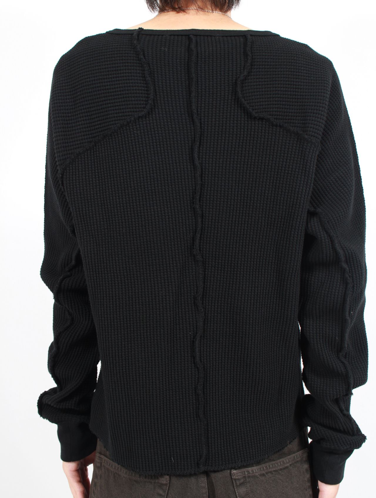 【25AW】 ワッフル サーマル ロングスリーブ 長袖 Tシャツ / WAFFLE THERMAL LONG SLEEVE T‑SHIRT / BLACK(ブラック)