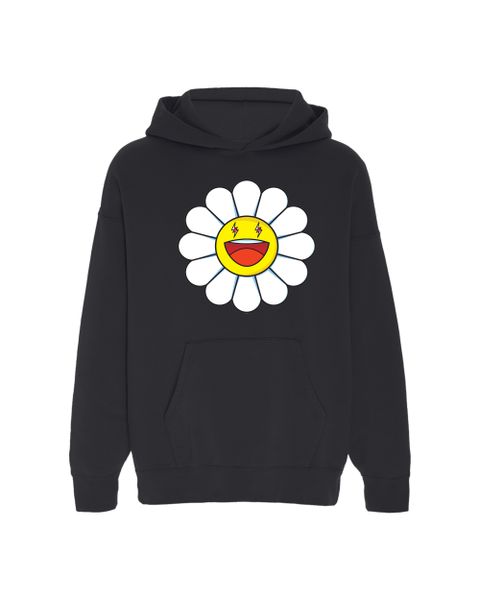 ビッグフラワープリント / Blanco Large Flower Hoodie / ブラック × ホワイト