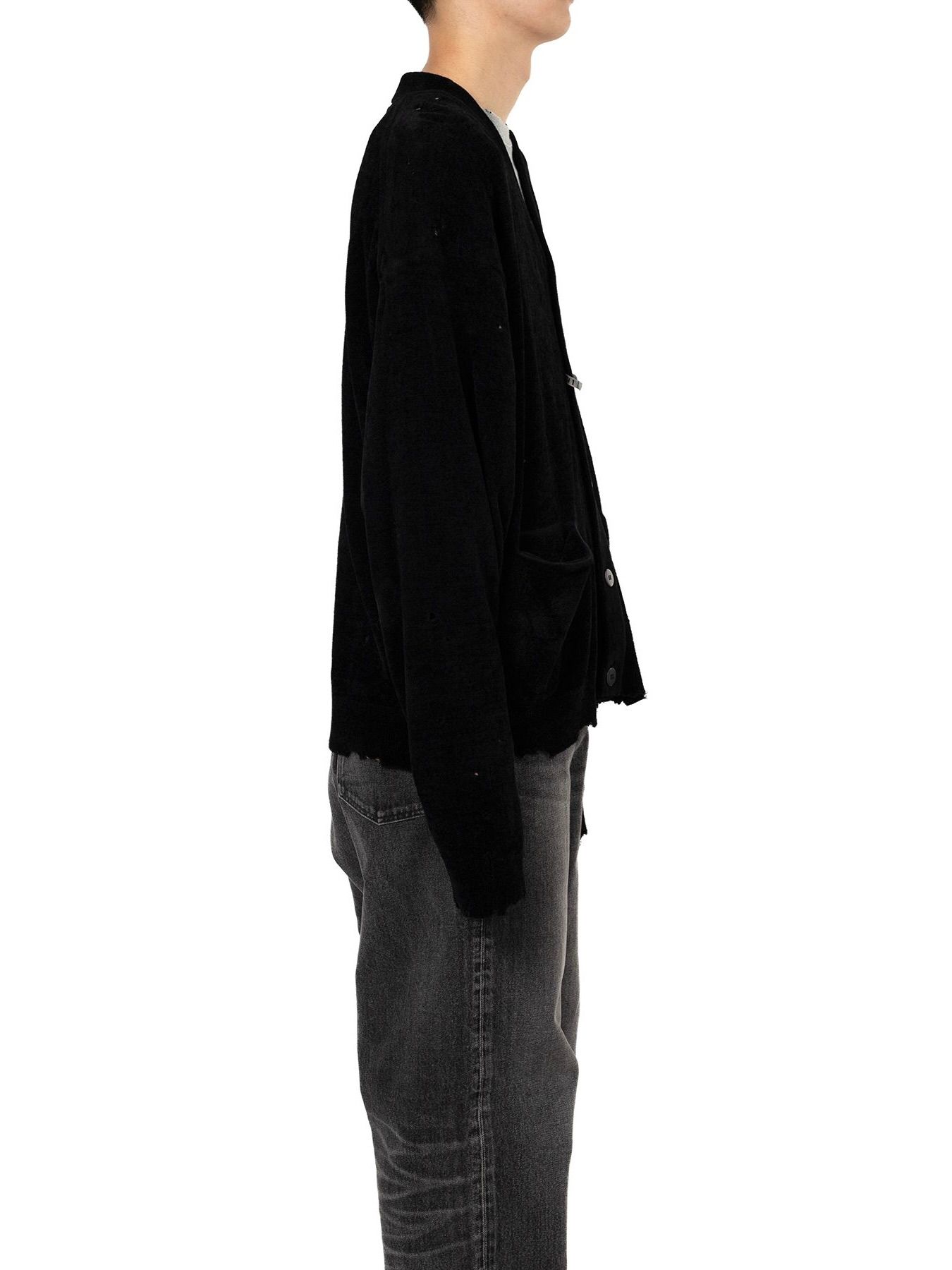 【25AW】ディストレスド ニット カーディガン / DISTRESSED KNIT CD / ブラック