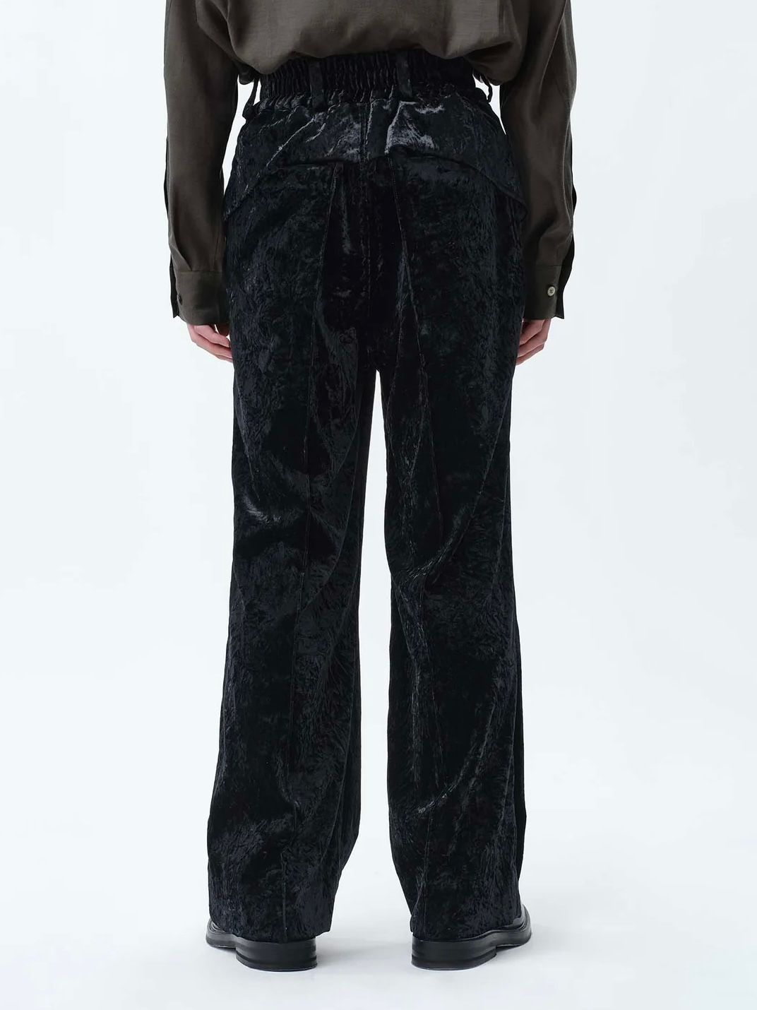 【24AW】ベルベット ピンタック バギー パンツ / VELVET PINTUCK BAGGY EASY TROUSERS .12 / ブラック