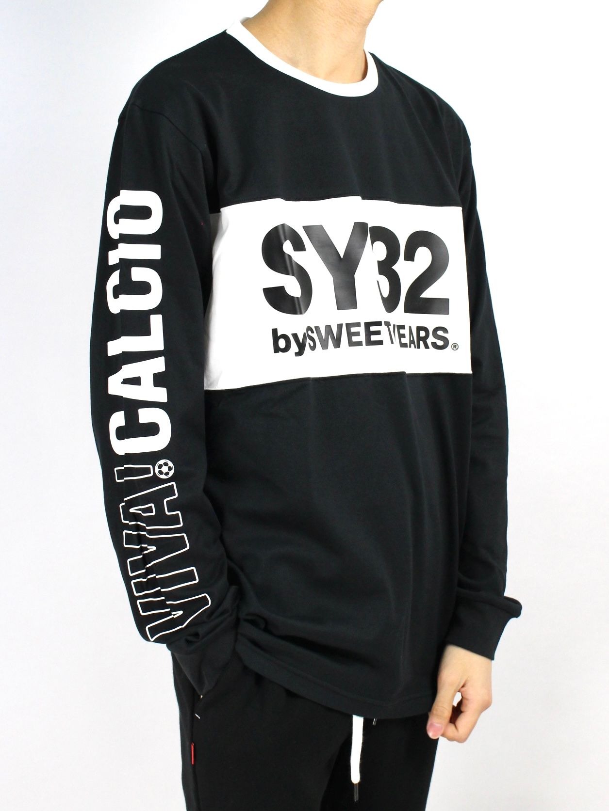 SY32 by SWEET YEARS - バイカラー ラバーロゴ ロングスリーブTシャツ