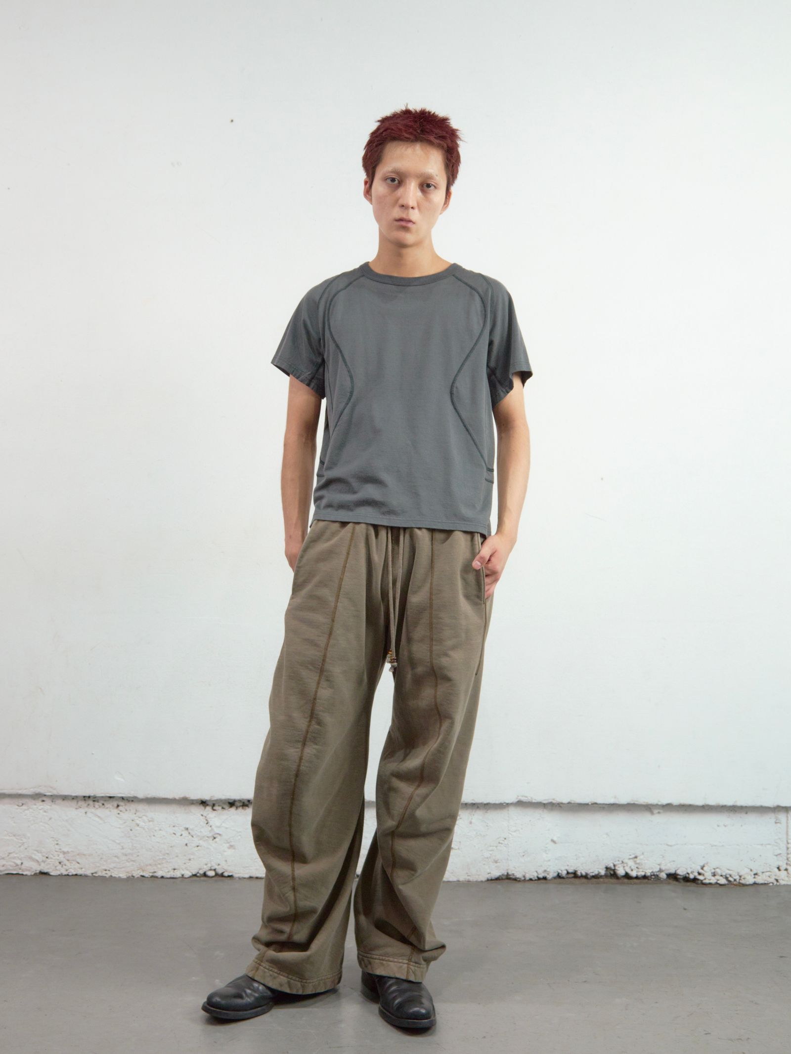 【26SS】 パネルド ハーフスリーブ Tシャツ / PANELLED HALF SLEEVE T-SHIRT / SLATE BLUE (グレー)