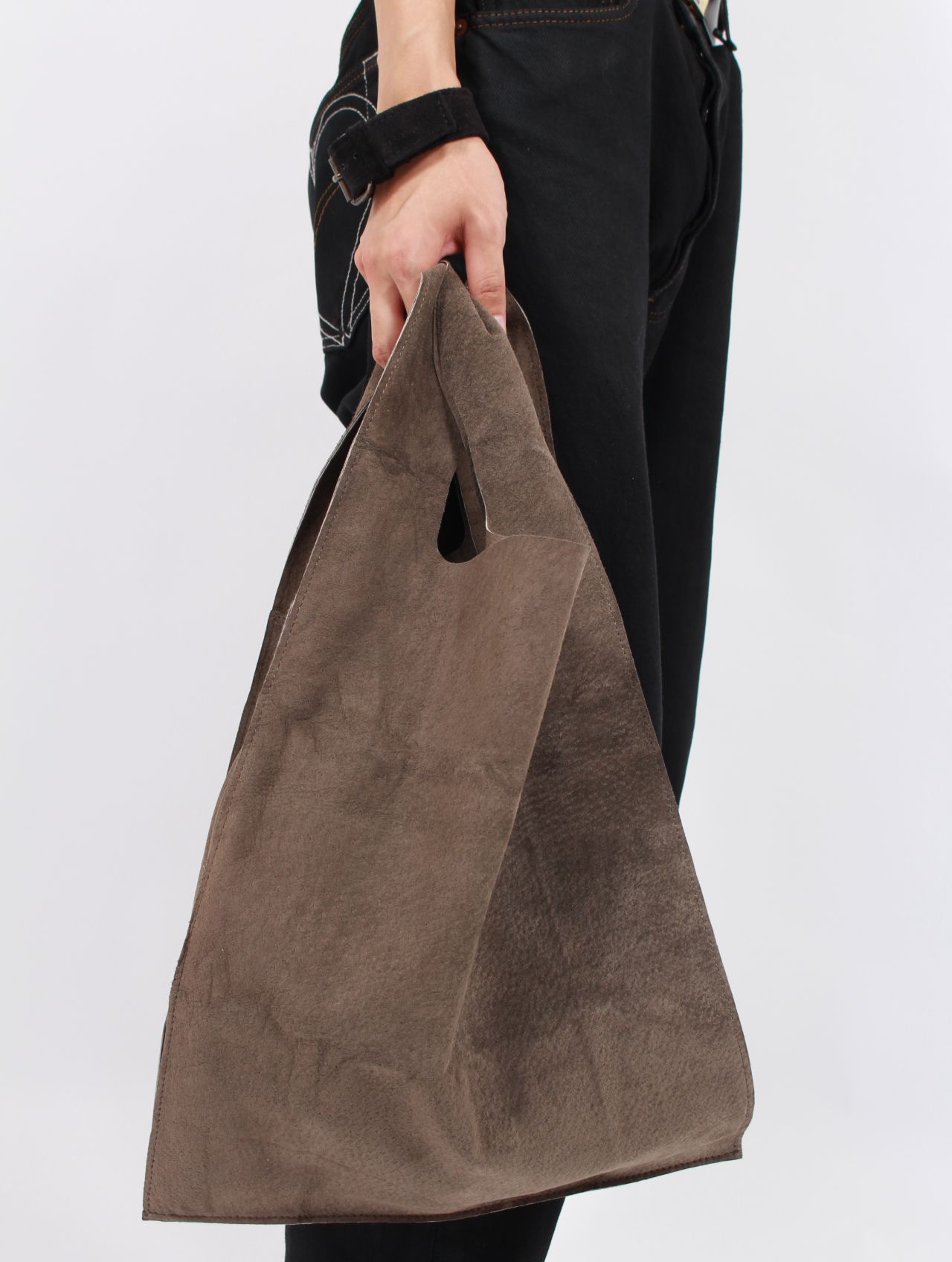 【25AW】ピッグレザー トートバッグ ショッピングバッグ 豚皮 本革 鞄 カバン / LEATHER TOTE BAG / グレー