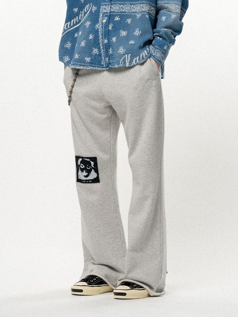 【26AW】 "ガールパッチ" ブーツカット スウェットパンツ フレア パンツ / "GIRL PATCH" BOOTCUT SWEAT PANTS / グレー