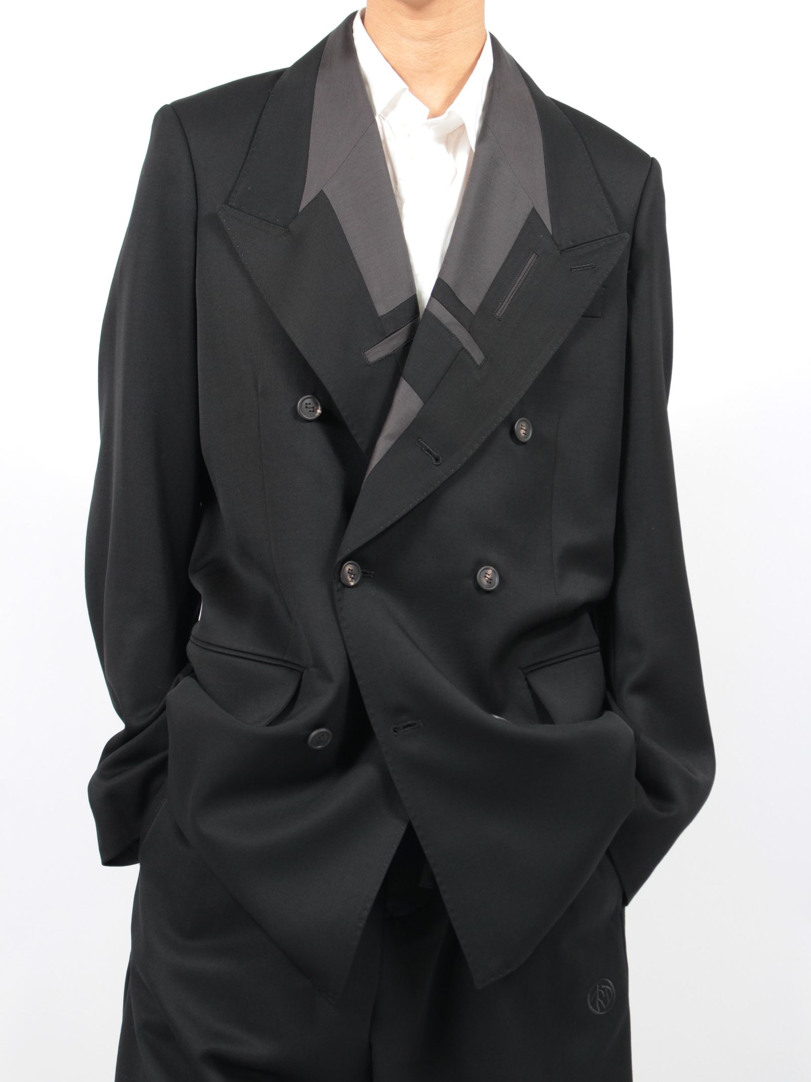 SOSHIOTSUKI - 【24AW】インサイドラペル ダブル ジャケット / INSIDE LAPEL DOUBLE JACKET / ブラック  | STORY