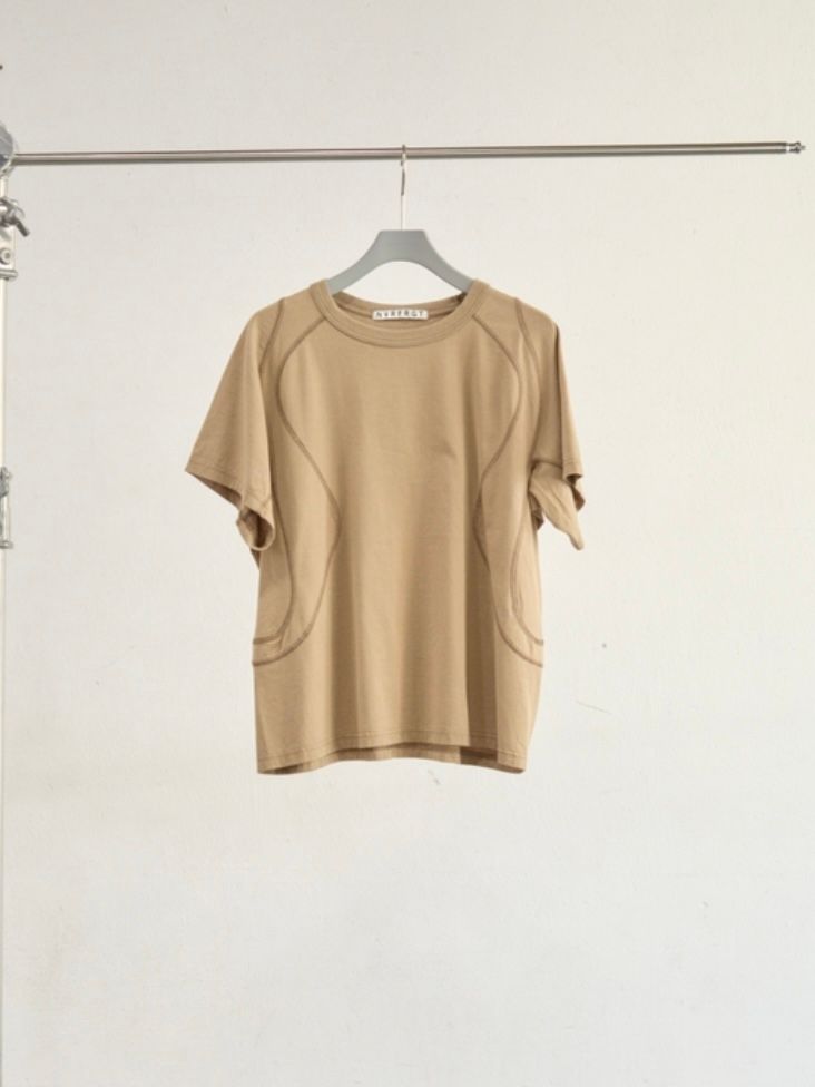 【26SS】 パネルド ハーフスリーブ Tシャツ / PANELLED HALF SLEEVE T-SHIRT / BEIGE (ベージュ)