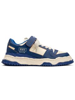 "キース" レザー ローカットスニーカー / KEITH LOW LEATHER SNEAKER / ブルー × ホワイト