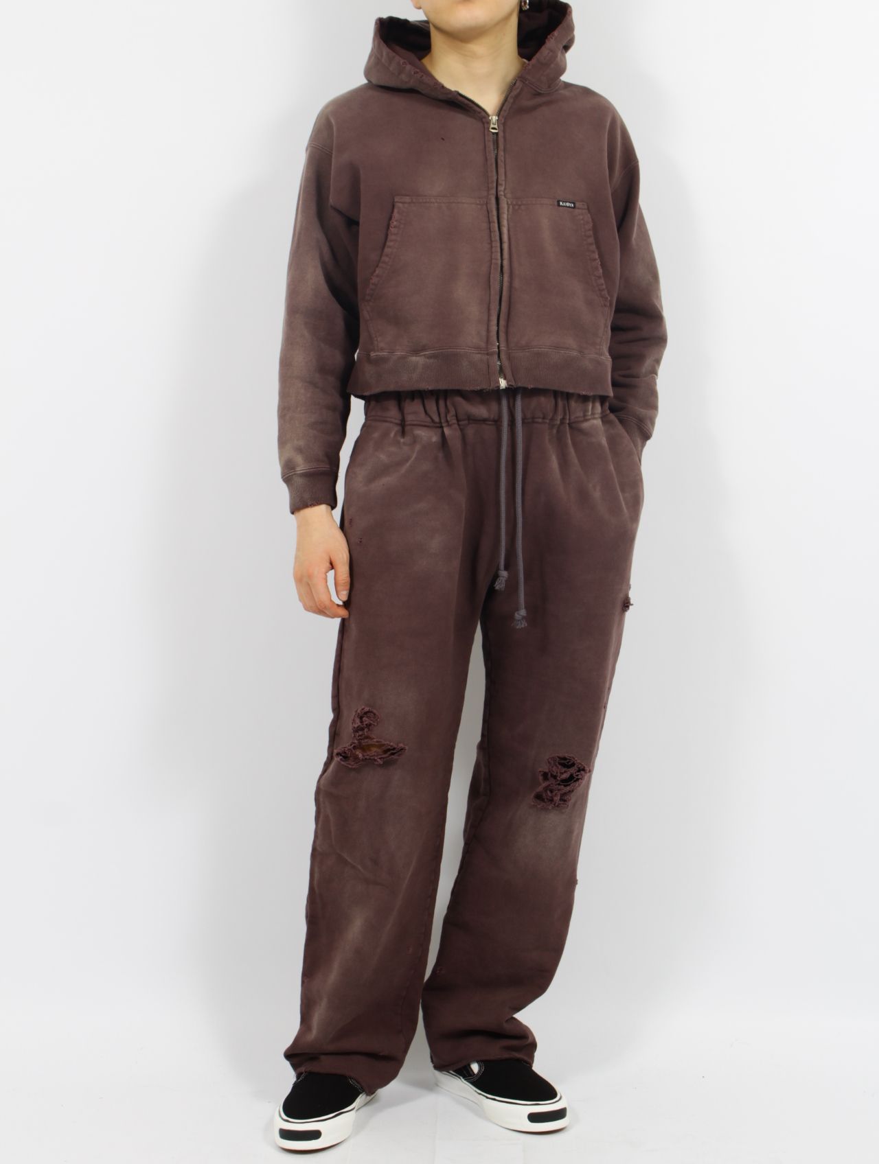 【25SS】ディストレスト スウェットパンツ / DISTRESSED SWEAT PANTS / ブラウン