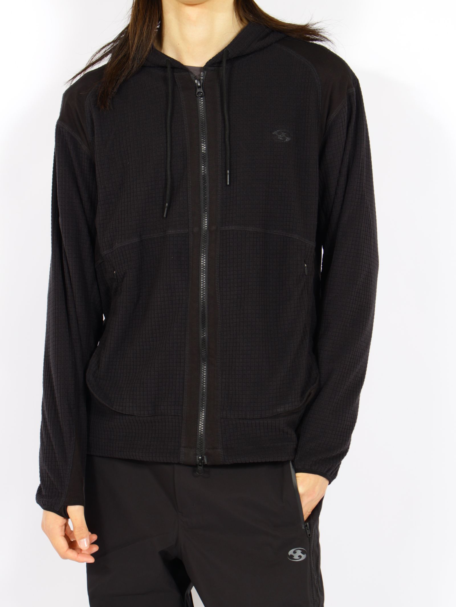 【26AW】グリッド フーディ ジップ アップ / GRID HOODIE ZIP-UP / ブラック