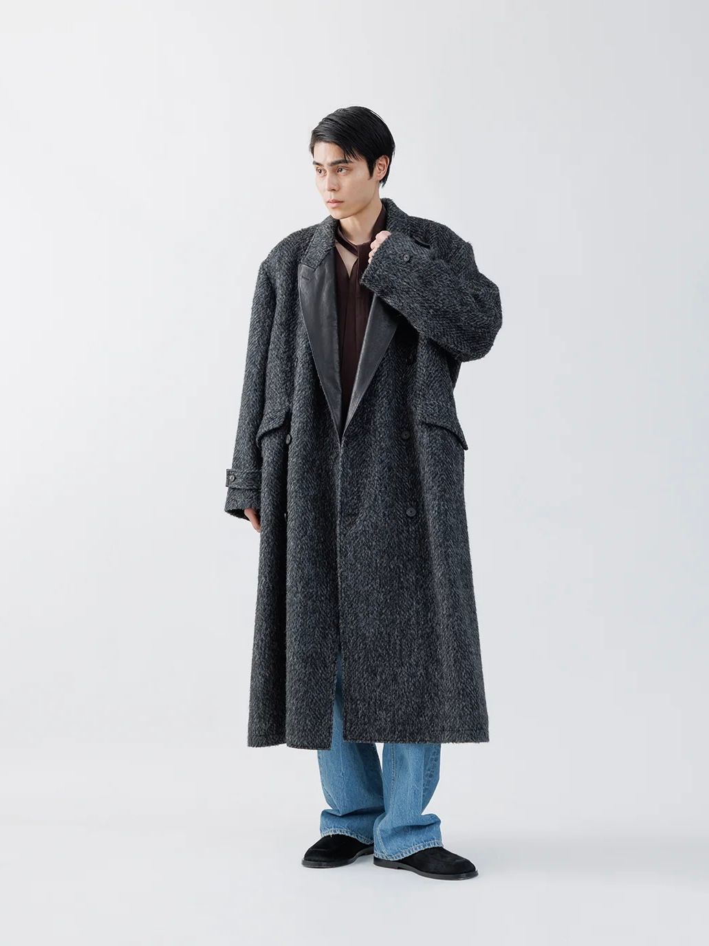 【26AW】Vネック ボウタイ ブラウス 長袖 シャツ / V-NECK BOW TIE BLOUSE .16 / OXBLOOD(ブラッド)