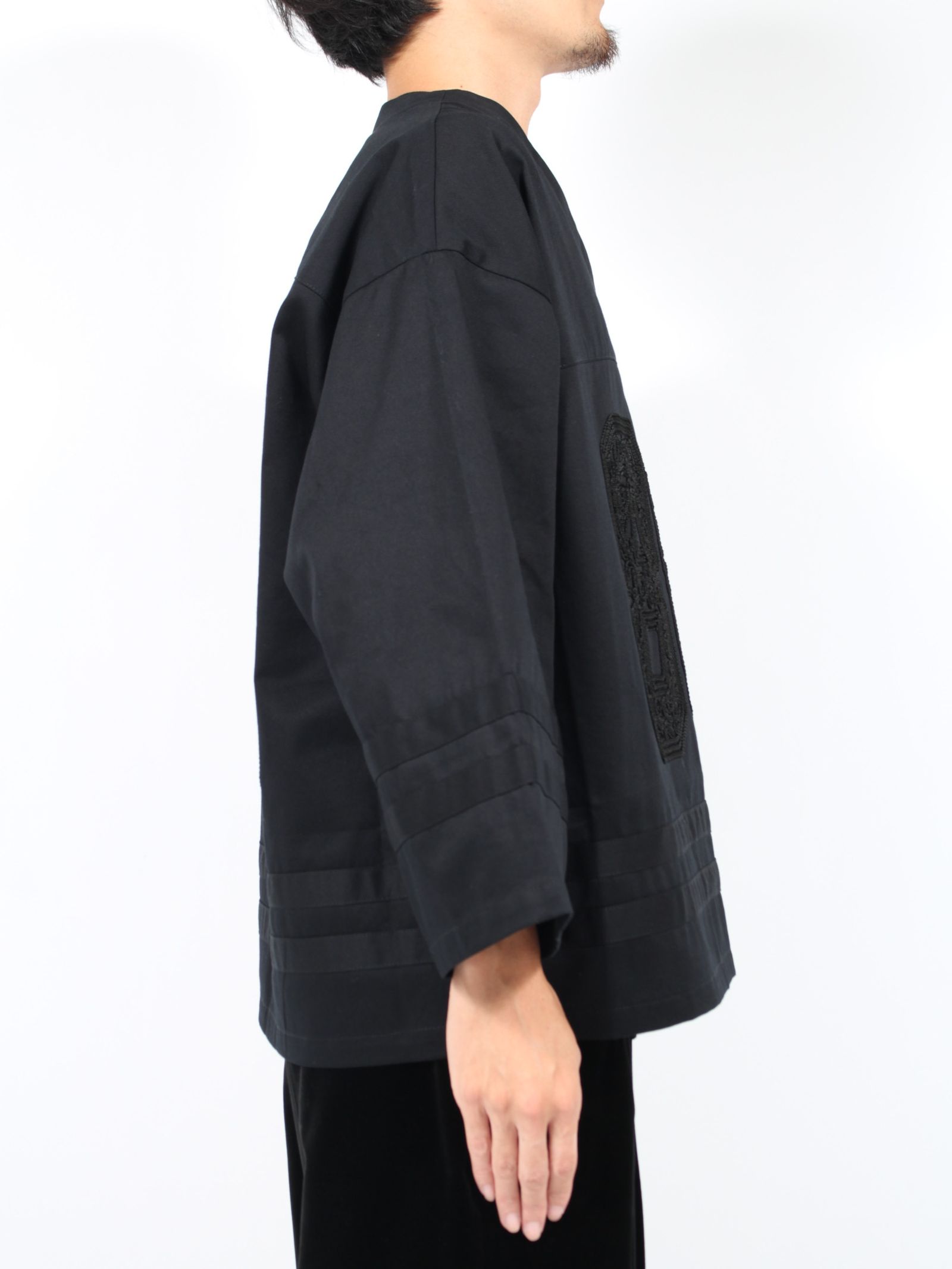 【24AW】コード 刺繍 ホッケー ゲーム 長袖 Tシャツ / CORD EMBROIDERED HOCKEY SHIRT / ブラック