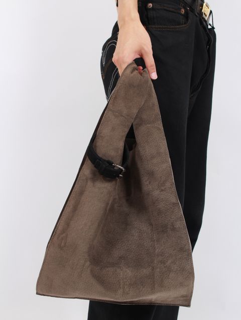 【25AW】ピッグレザー トートバッグ ショッピングバッグ 豚皮 本革 鞄 カバン / LEATHER TOTE BAG / グレー