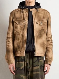 【25SS】デニム モーターサイクル ジャケット / DENIM MOTORCYCLE JACKET / CRAZY DIRTY WASHED TAN(ブラウン)