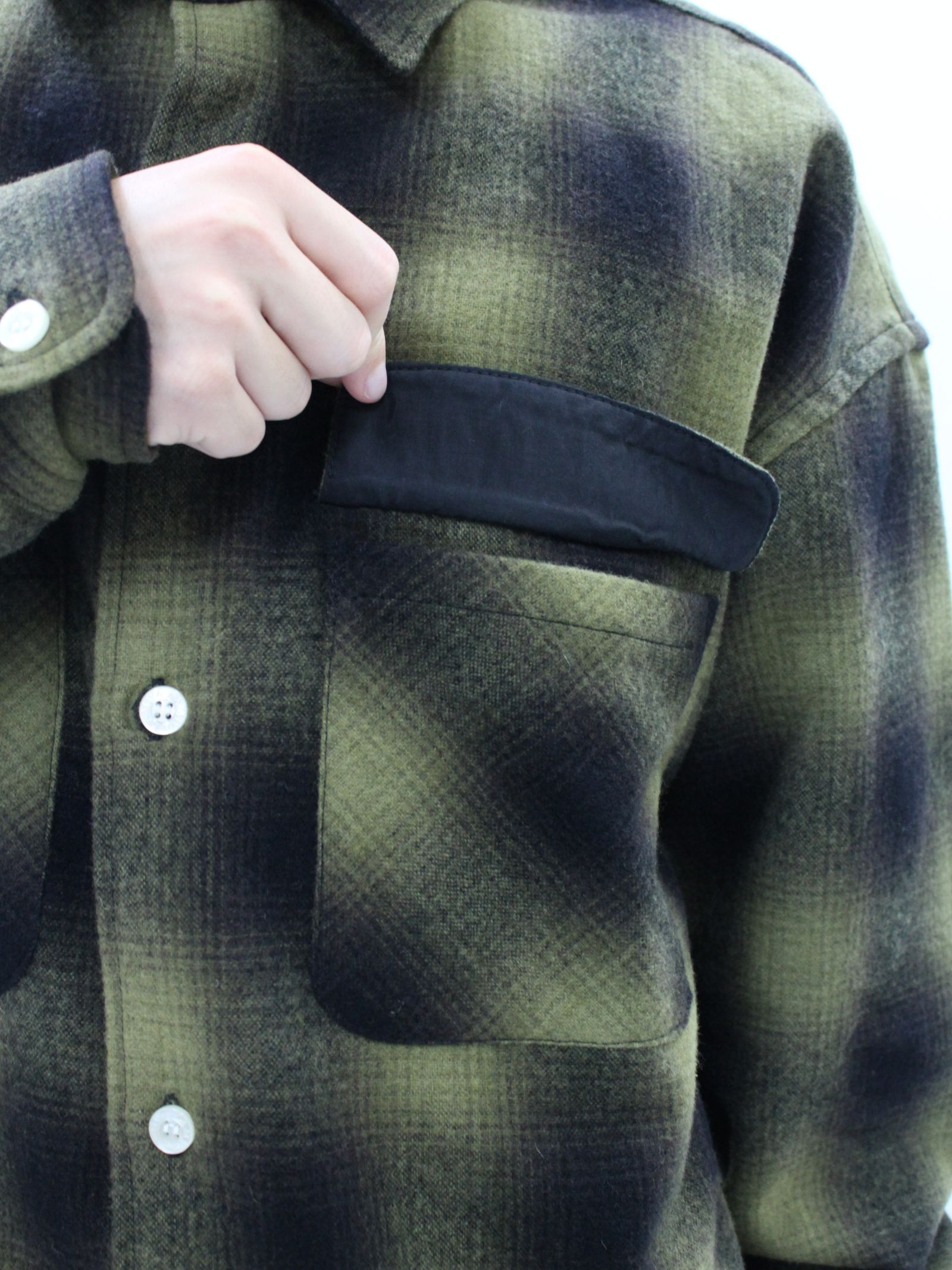 【24AW】ウール チェックシャツ / WOOL CHECK SHIRT / イエロー